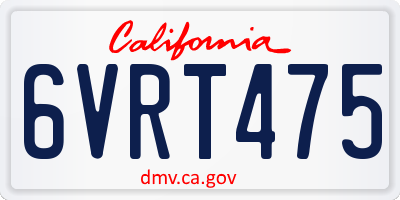CA license plate 6VRT475