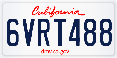 CA license plate 6VRT488