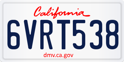 CA license plate 6VRT538