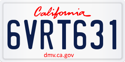 CA license plate 6VRT631