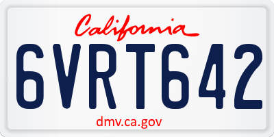 CA license plate 6VRT642