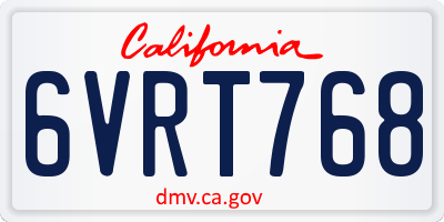 CA license plate 6VRT768