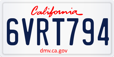 CA license plate 6VRT794