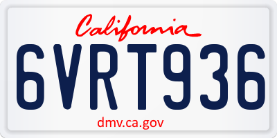 CA license plate 6VRT936