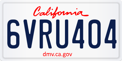 CA license plate 6VRU404