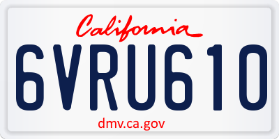 CA license plate 6VRU610