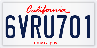 CA license plate 6VRU701