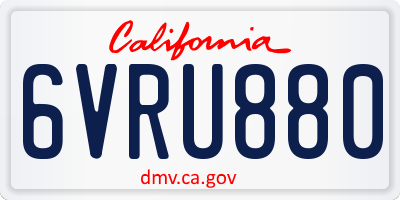CA license plate 6VRU880