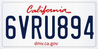 CA license plate 6VRU894