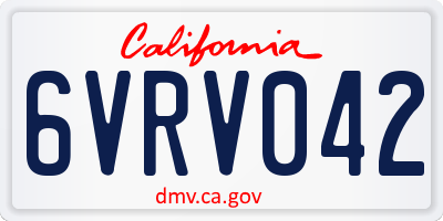 CA license plate 6VRV042