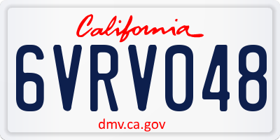 CA license plate 6VRV048