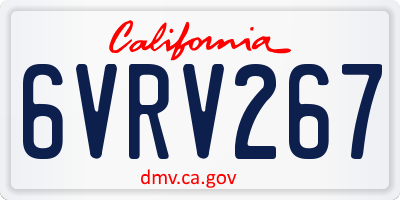 CA license plate 6VRV267
