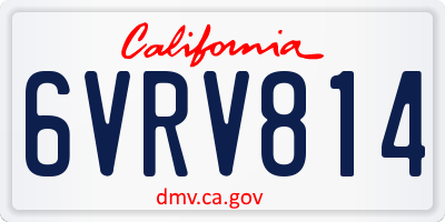 CA license plate 6VRV814
