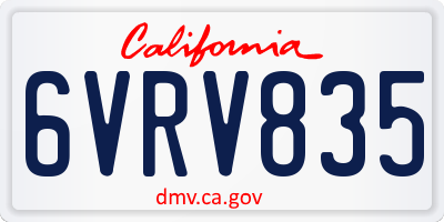 CA license plate 6VRV835