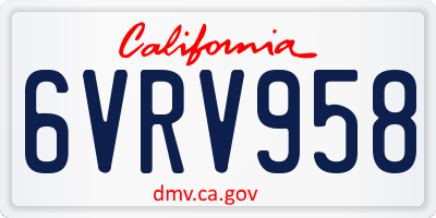 CA license plate 6VRV958