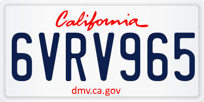 CA license plate 6VRV965