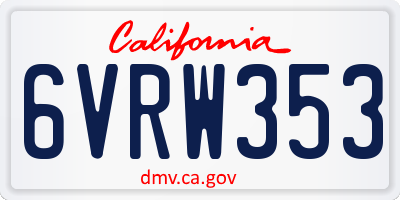 CA license plate 6VRW353