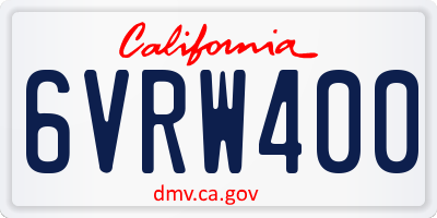 CA license plate 6VRW400