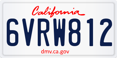 CA license plate 6VRW812