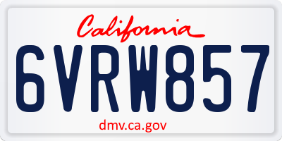 CA license plate 6VRW857