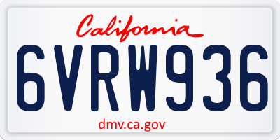 CA license plate 6VRW936