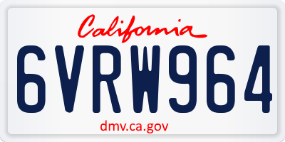 CA license plate 6VRW964
