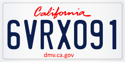 CA license plate 6VRX091