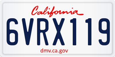 CA license plate 6VRX119