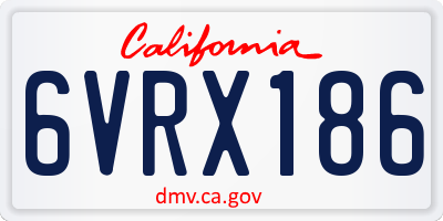 CA license plate 6VRX186