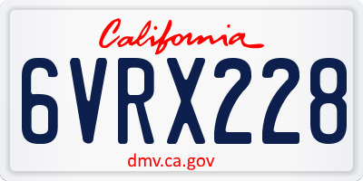 CA license plate 6VRX228