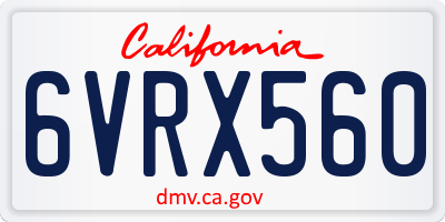 CA license plate 6VRX560