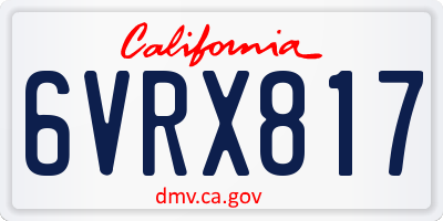 CA license plate 6VRX817