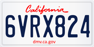 CA license plate 6VRX824