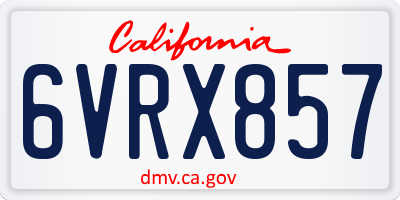 CA license plate 6VRX857