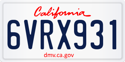 CA license plate 6VRX931