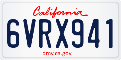 CA license plate 6VRX941