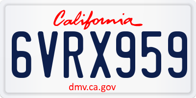 CA license plate 6VRX959