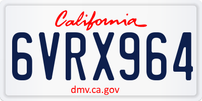 CA license plate 6VRX964