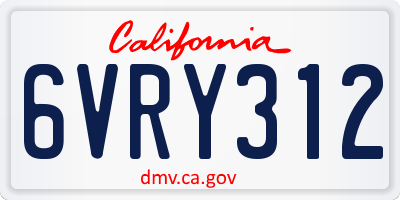 CA license plate 6VRY312