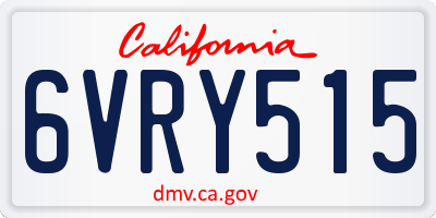 CA license plate 6VRY515