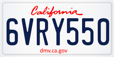 CA license plate 6VRY550