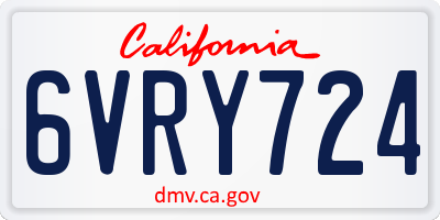 CA license plate 6VRY724