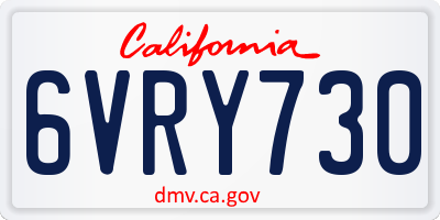 CA license plate 6VRY730