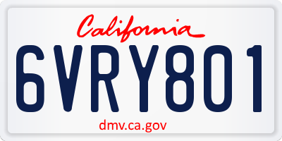 CA license plate 6VRY801