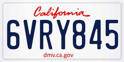 CA license plate 6VRY845