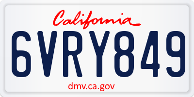 CA license plate 6VRY849