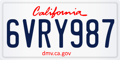 CA license plate 6VRY987