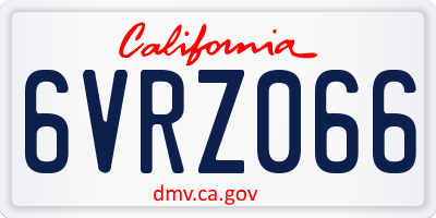 CA license plate 6VRZ066