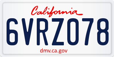 CA license plate 6VRZ078