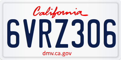 CA license plate 6VRZ306